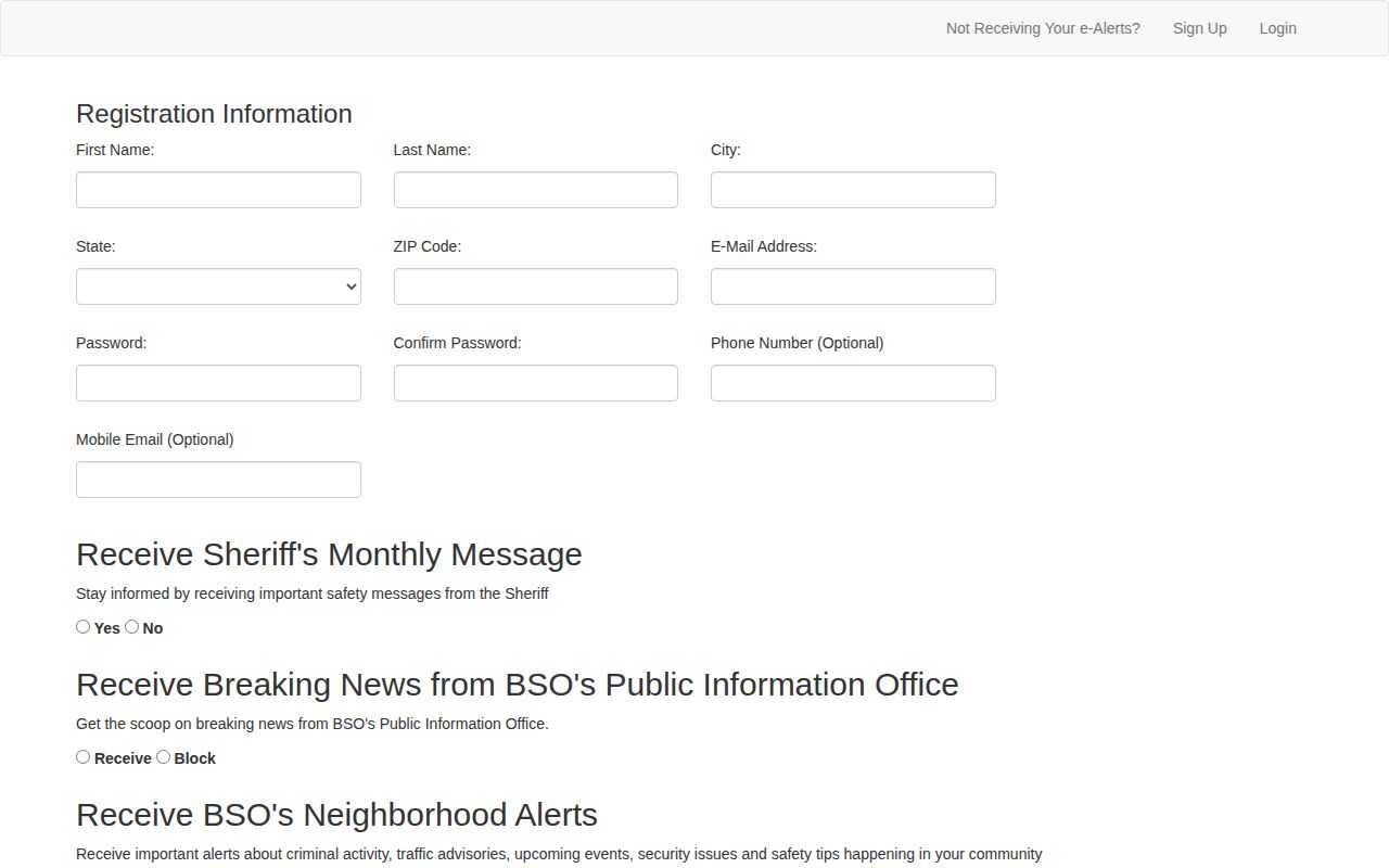 Broward Sheriff e-Alerts for arrest and safety news