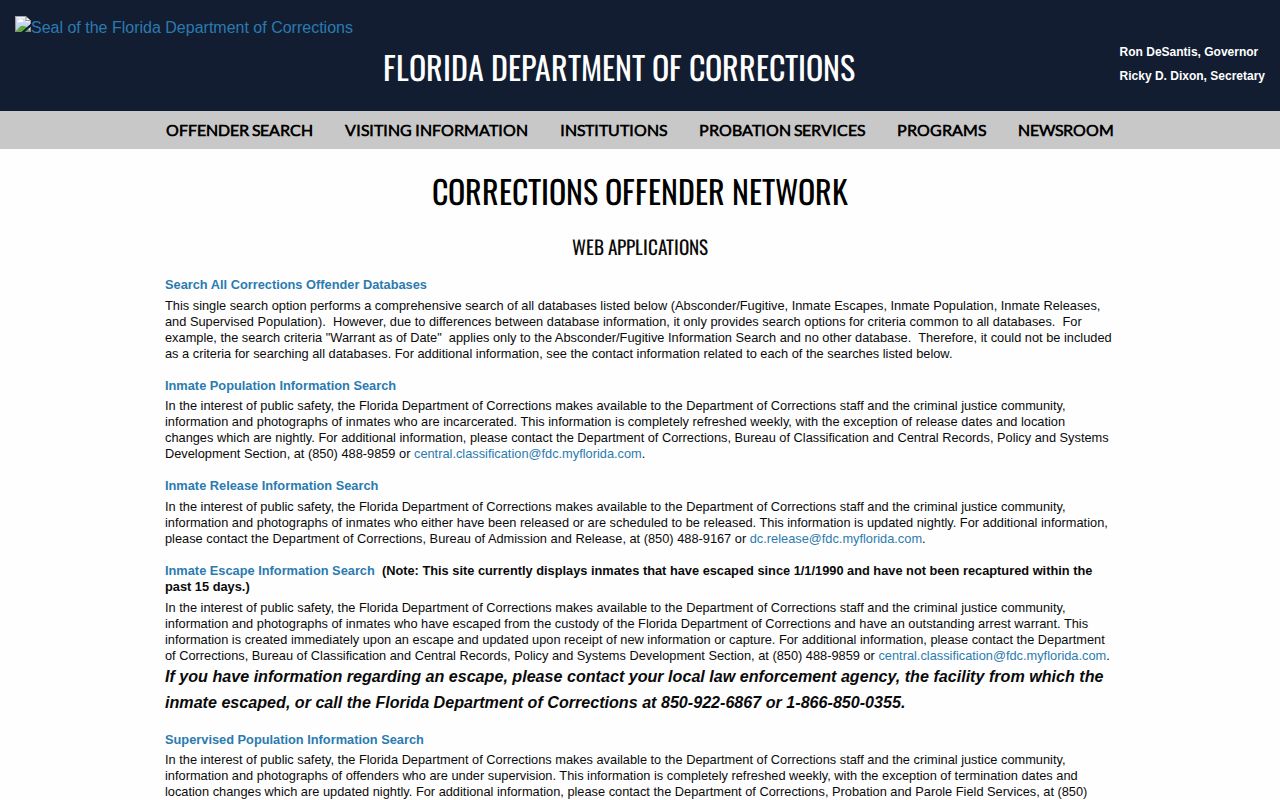 Florida corrections offender photo search for Broward County records